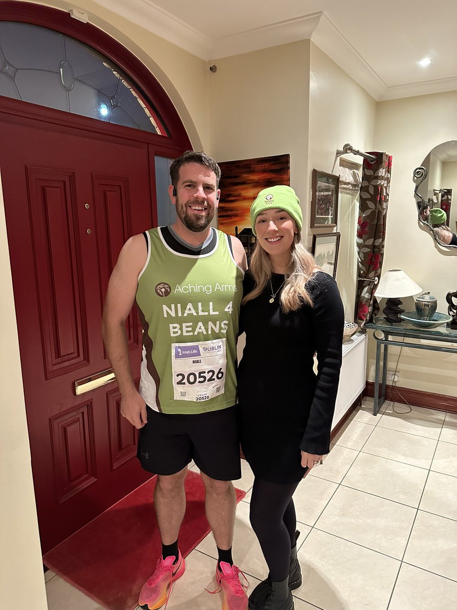 NMcKeonCarter's tweet photo. Dublin marathon finally here! Thank you everyone for your donations for @AchingArms, I cannot believe everyone’s generosity! You can track me with my bib number and if you still want to donate see the link here: https://t.co/uMkH8v71RQ https://t.co/DyUGLo6KV2