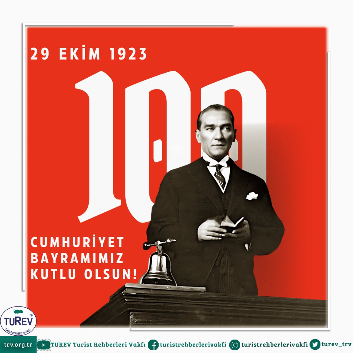 Türkiye Cumhuriyeti'nin 100. yılını kutladığımız bu şanlı günde üreterek gelişen, birleşerek büyüyen, tam bağımsız Türkiye'de yaşama azmi ve kararlılığı ile en büyük bayramımız, 29 Ekim Cumhuriyet Bayramımızı kutlu olsun! #cumhuriyetbayramı #29ekimcumhuriyetbayramı #turev