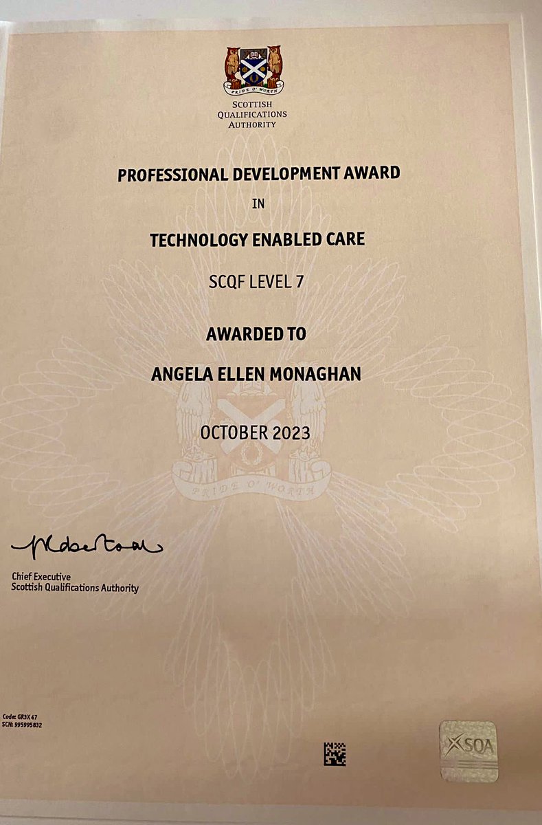 📣 Well done to ✨Angela Monaghan ✨ @NHSGGCDiet on the successful completion of Technology Enabled Care Qualification 👏 @micheleFBDA @gilsiewilsie @nicole81973513 @ValerieLaszlo @KR_Dietitian_uk