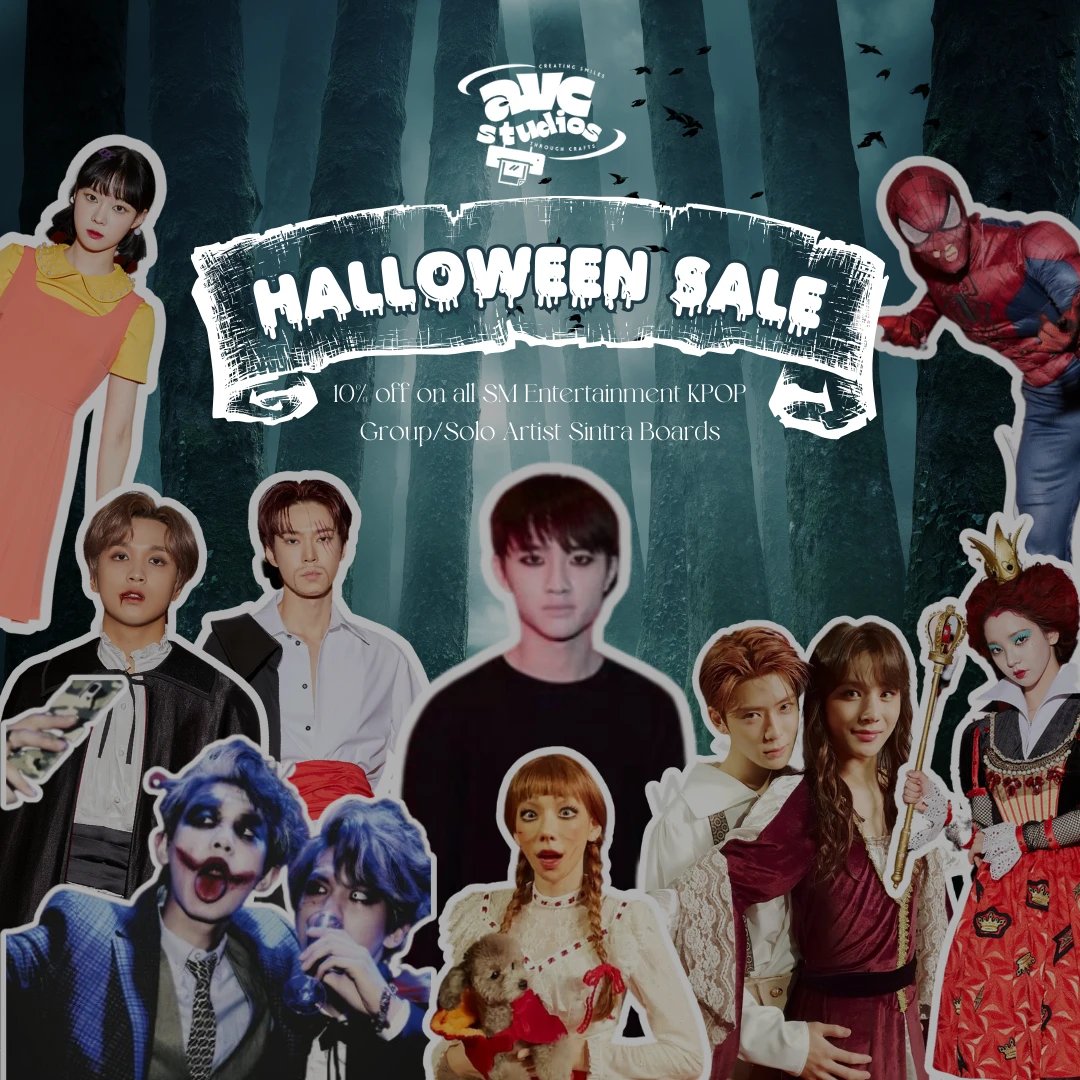 avcstudios_'s tweet photo. It's spooky season and we're bubbling with excitement for SM Entertainment's epic Halloween bash! 🎃👻 While we anticipate their sensational outfits, we've conjured up a little treat for YOU. A voucher code that will add a sprinkle of fun to your Halloween celebrations! 🎉🍬 https://t.co/l7qh9S67ap