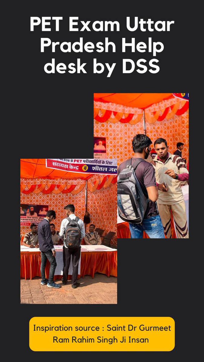 RavindraOnTwitt's tweet image. PET एग्जाम के लिए #DeraSachaSauda संस्था की तरफ से हर शहर में #HelpDesk लगाकर विद्यार्थियों की राह आसान बना रहे हैं ये स्वयंसेवी।
इनका यह जज्बा काबिले तारीफ है। #PETHelpDesk #PetExam2023
SaintDrMSGInsan SaintMSG SaintGurmeetRamRahimSinghJi