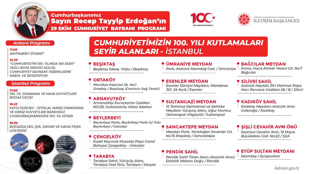 iletisim's tweet photo. Cumhurbaşkanımız Sayın Recep Tayyip Erdoğan'ın 29 Ekim Cumhuriyet Bayramı Programı https://t.co/kT9zCuCFmH