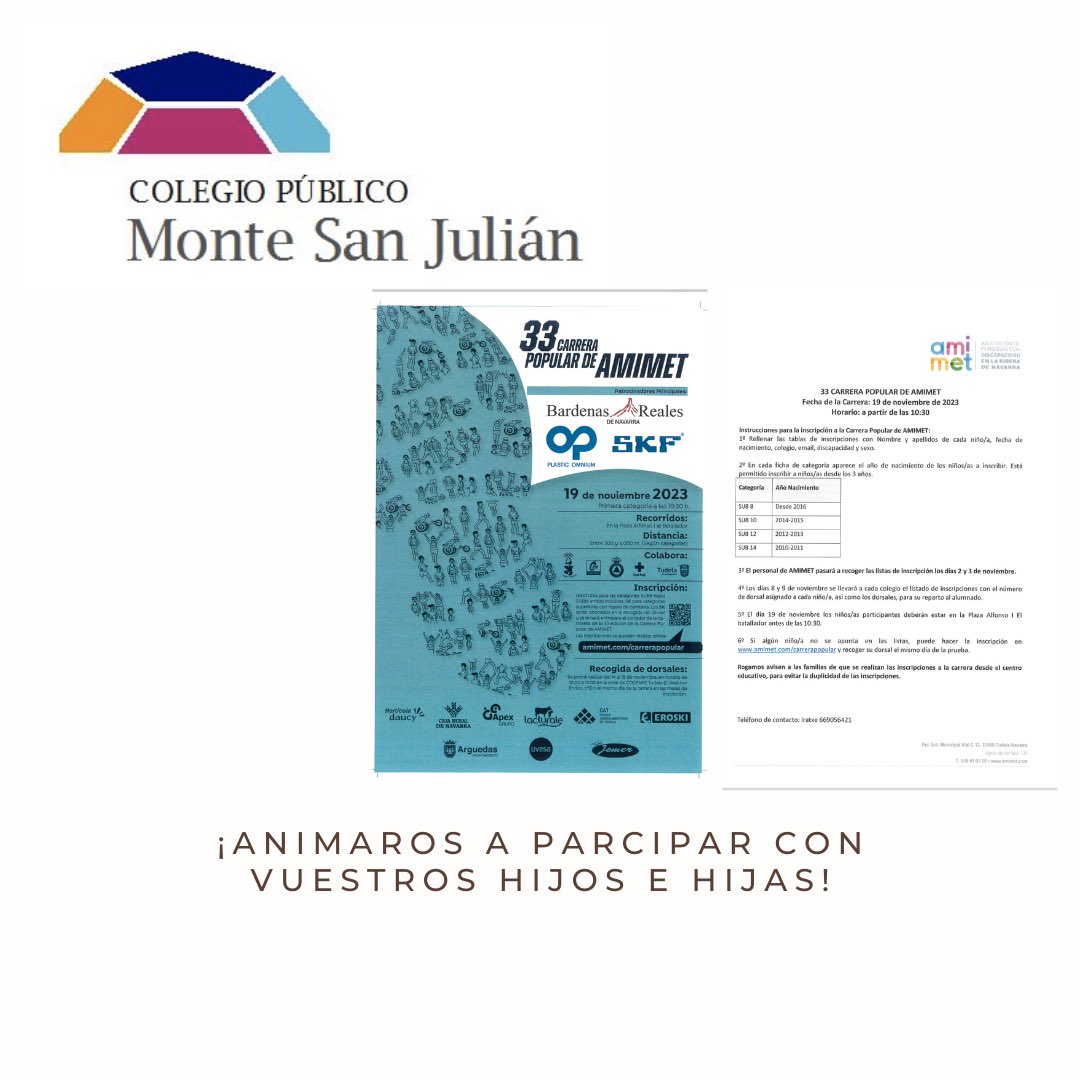 ¡Os animamos a que vuestros hijos e hijas participen! #amimet AMIMET 🏃🏼‍♀️🏃🏃‍♂️