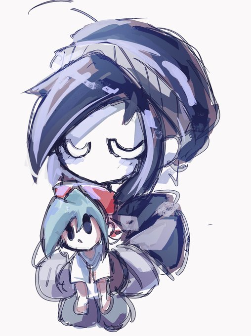 「blue hair holding doll」 illustration images(Latest)