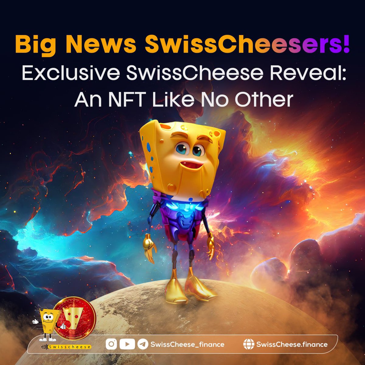 NFT fever's rising &amp; SwissCheese is setting the pace! 🚨 
The exclusive NFT collection for SWCH holders is coming to you very soon. 
Ride the digital wave with us. Visit swisscheese.finance and stock up on SWCH now! 
#SwissCheeseNFTWave #SWCHExclusive