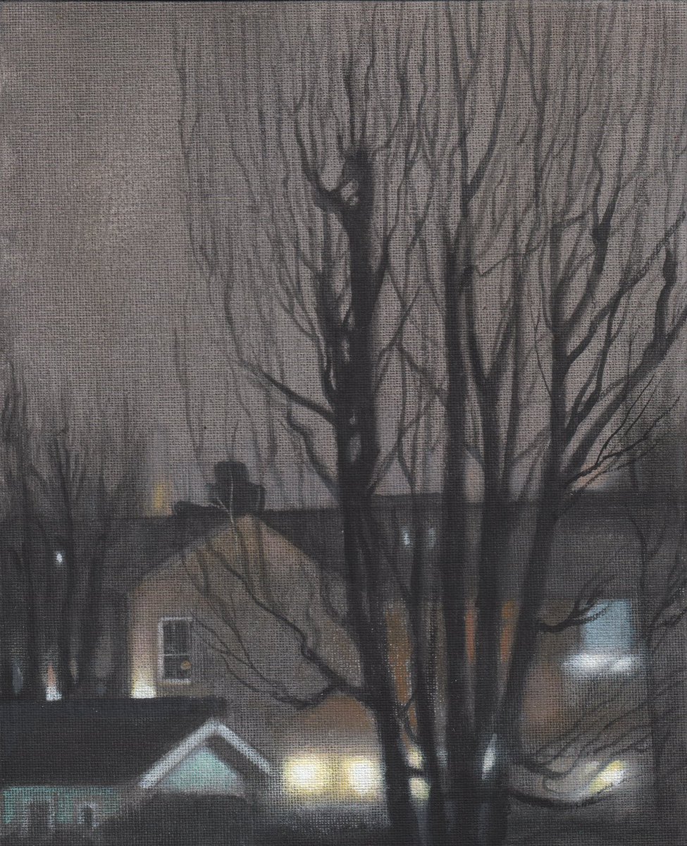 Night Lights in Suburbia: acrylic on canvas