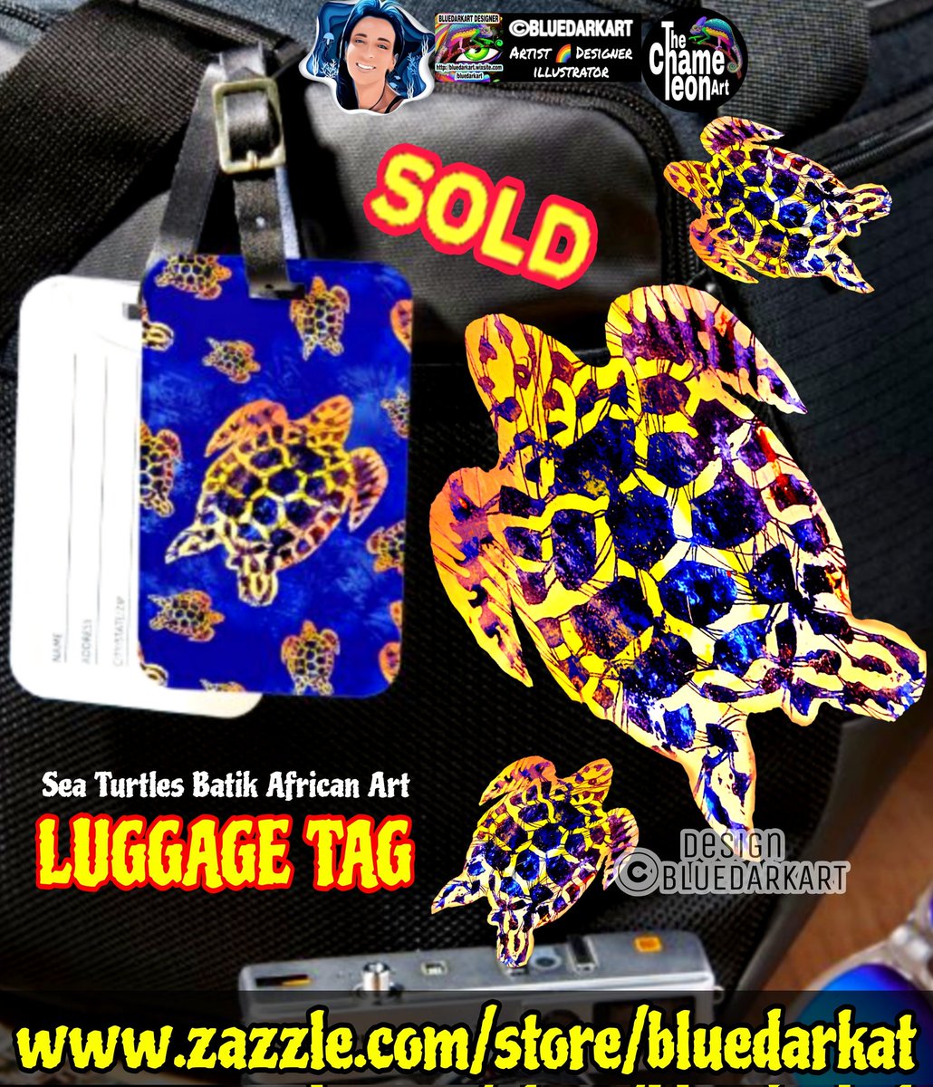 SOLD 🐢 #Sea #Turtles #Batik #African #Art #luggage #tag 🐢 #design © #BluedarkArt #TheChameleonArt 👉 zazzle.com/sea_turtles_ba…
▪︎
🔥 #save up to 50% 🎁 on #shop 👉 zazzle.com/store/bluedark…
▪︎
#seaturtles #gifts #birthdaygifts #christmasgifts #gadgets #trends #luggagetag