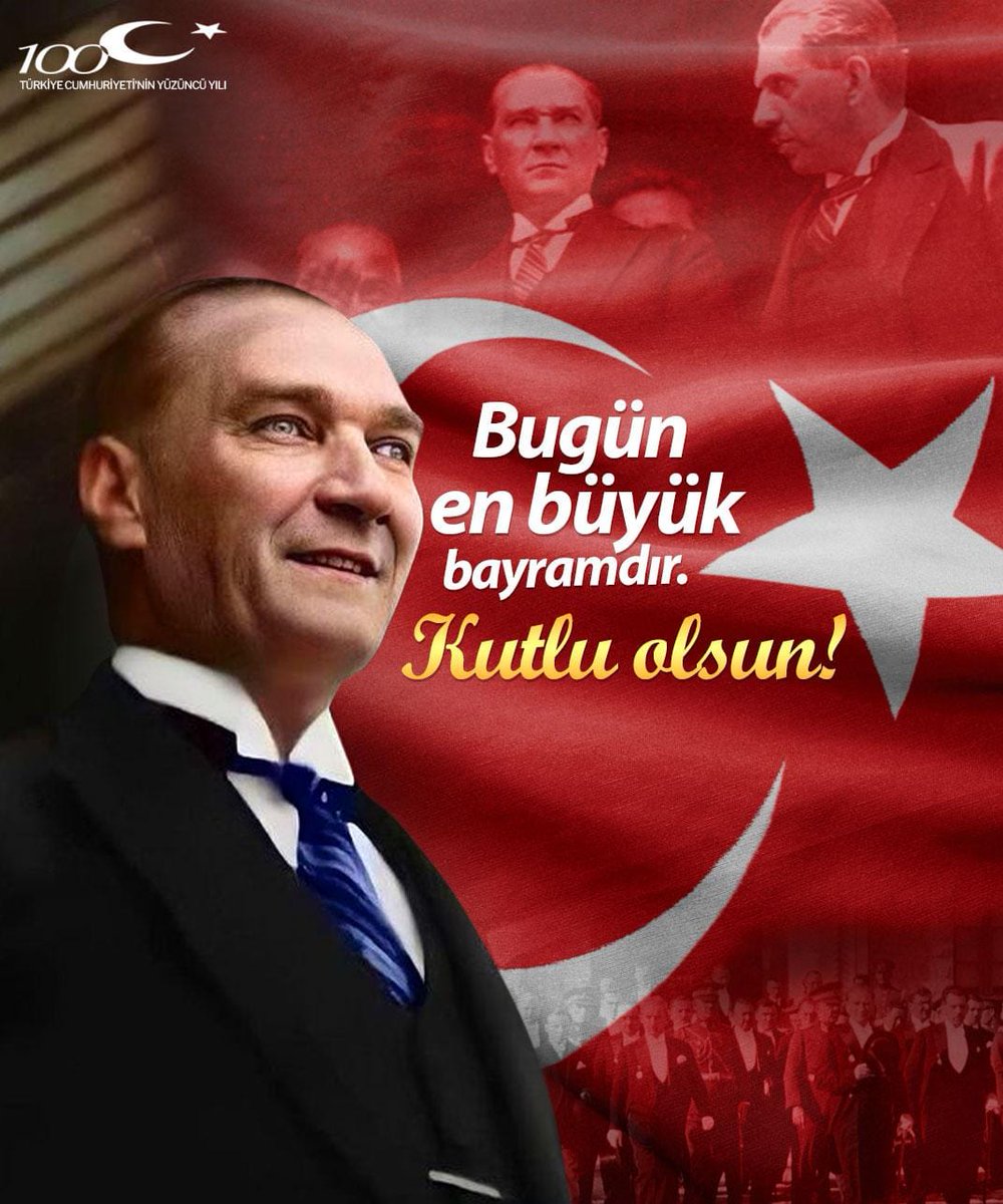 Cumhuriyetimizin 100. yılı kutlu olsun.

Ne mutlu bize, ne mutlu Cumhuriyetimize, Ne Mutlu Türk’üm Diyene…

Ata’mıza minnettarız.
🇹🇷🇹🇷🇹🇷
#CumhuriyetBayramı
#MustafaKemalAtatürk
#29Ekim