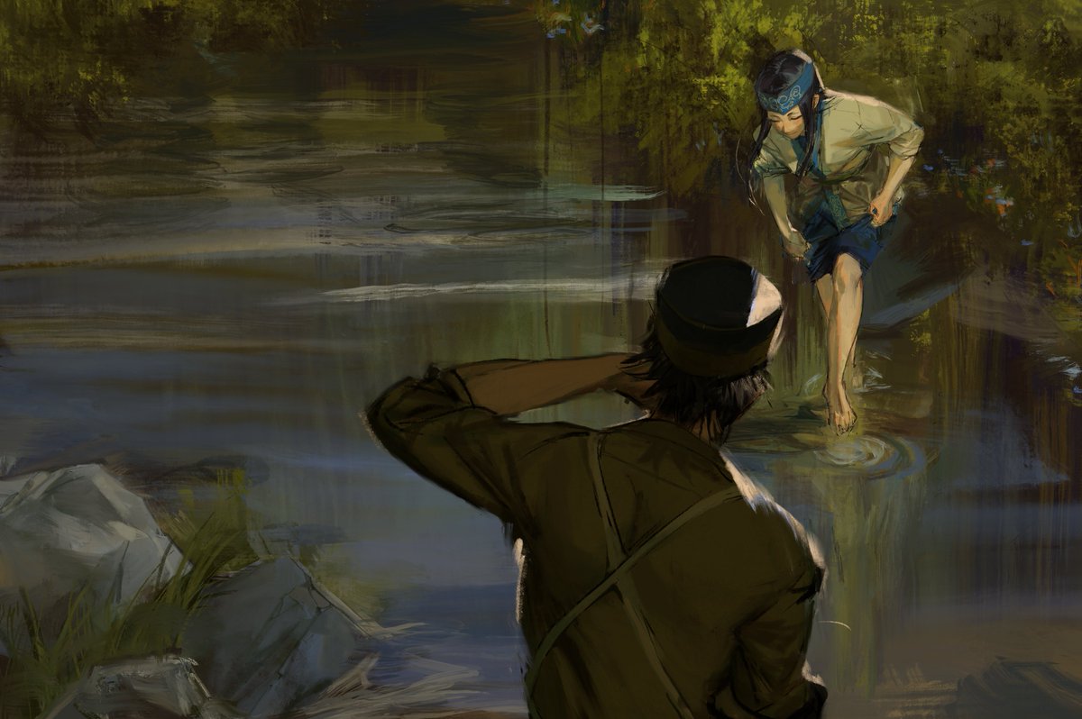 pot095's tweet image. i got normal about golden kamuy oops..... i never finished this but i spent a lot of time on the background this is my final offering #goldenkamuy