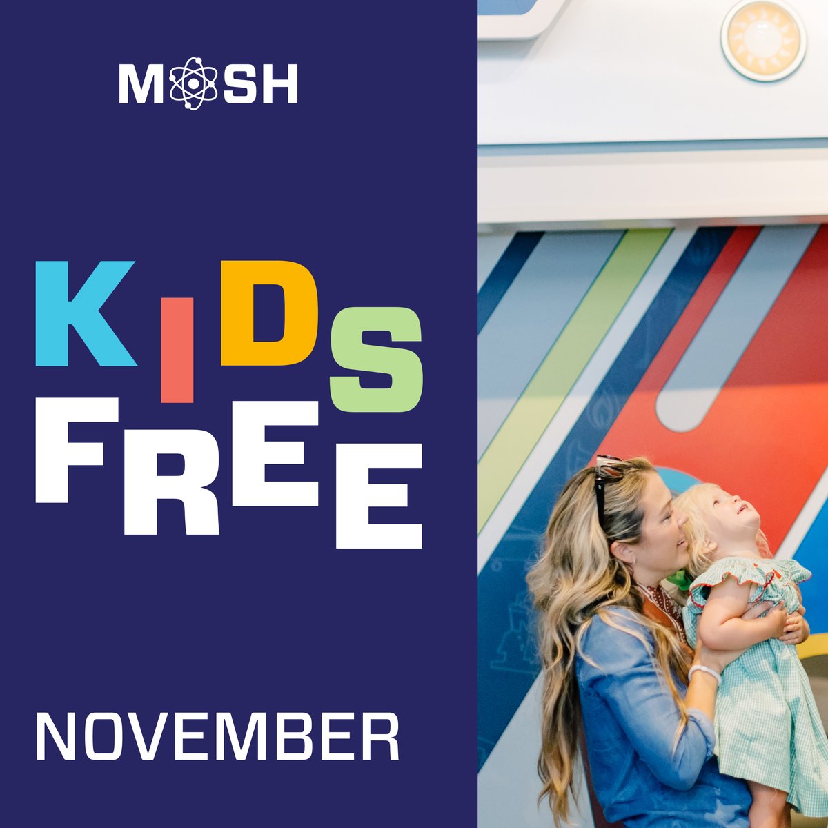 Kids get in FREE this November! In partnership with Visit Jacksonville, up to 5 children (ages 3 – 12) get in FREE per paying adult all month long. No coupon necessary. We can't wait to see you at MOSH!