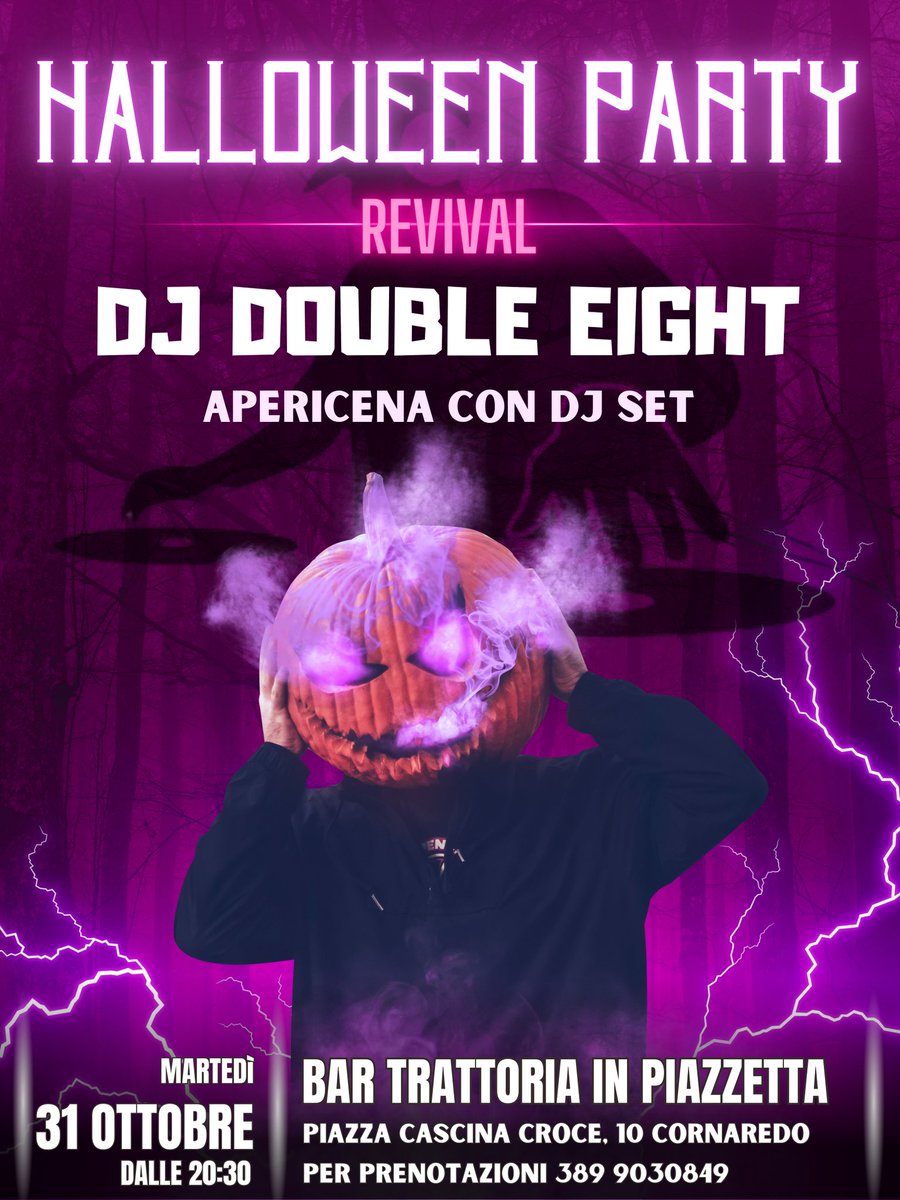 djdoubleeight's tweet photo. MANCA POCO

MARTEDÌ 31 OTTOBRE @ BAR TRATTORIA IN PIAZZETTA, PIAZZA CASCINA CROCE 10, CORNAREDO (MI) DALLE 20.30

#dj #djset #djsetlive #djdoubleeight #halloween #halloweenparty #halloween2023 #halloweenparty2023 https://t.co/mKIIEaI6kk