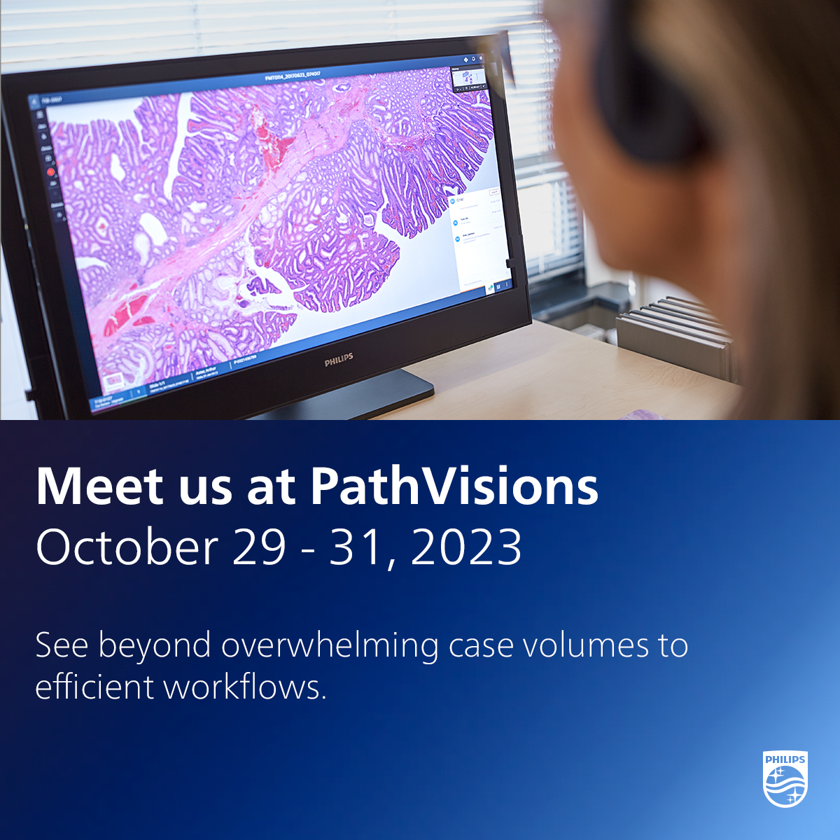 PhilipsLiveFrom's tweet photo. Learn how our AI-enabled workflows can increase efficiency for your organization when you visit us at PathVisions in booth #113, or read more here: https://t.co/eSFrx7gRIp #digitalpathology #oncology #precisionmedicine #integrateddiagnostics #PathVisions2023 https://t.co/u9BQwTjVAS