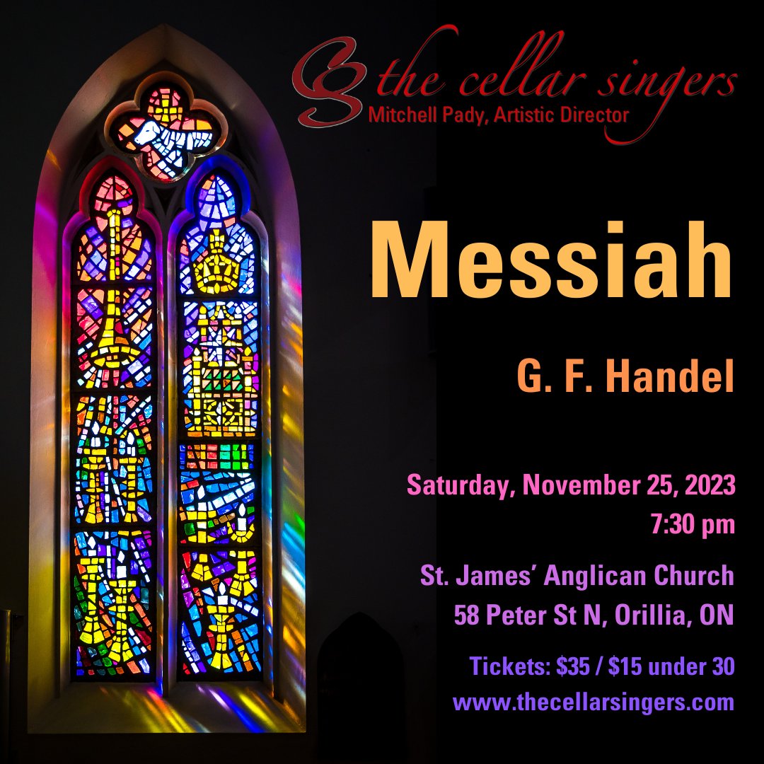 Join us November 25 at 7:30pm for Messiah, with special Baroque ensemble and exciting soloists! Get your tickets from choristers or at thecellarsingers.com