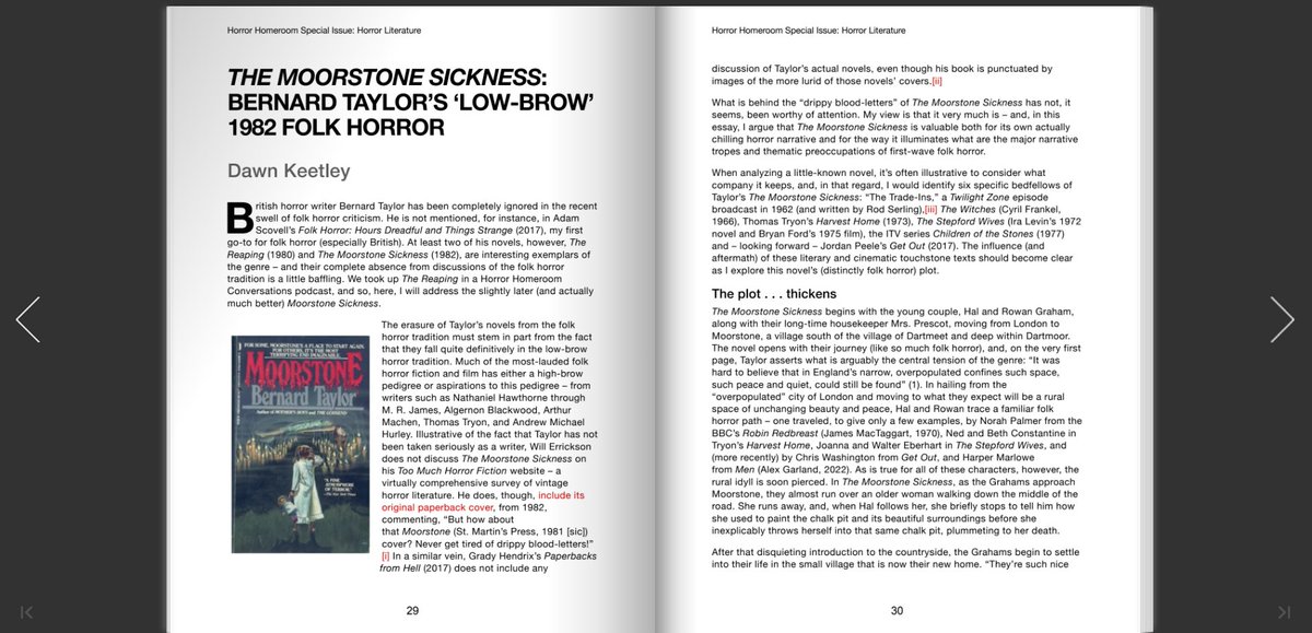 The latest special issue of @horrorhomeroom is out with 13 essays on #horror literature. You can find it here for free: horrorhomeroom.com/special-issue-… 
I wrote something on an interesting folk horror novel from 1982 that has flown pretty much under the radar #folkhorror @Valancourt_B