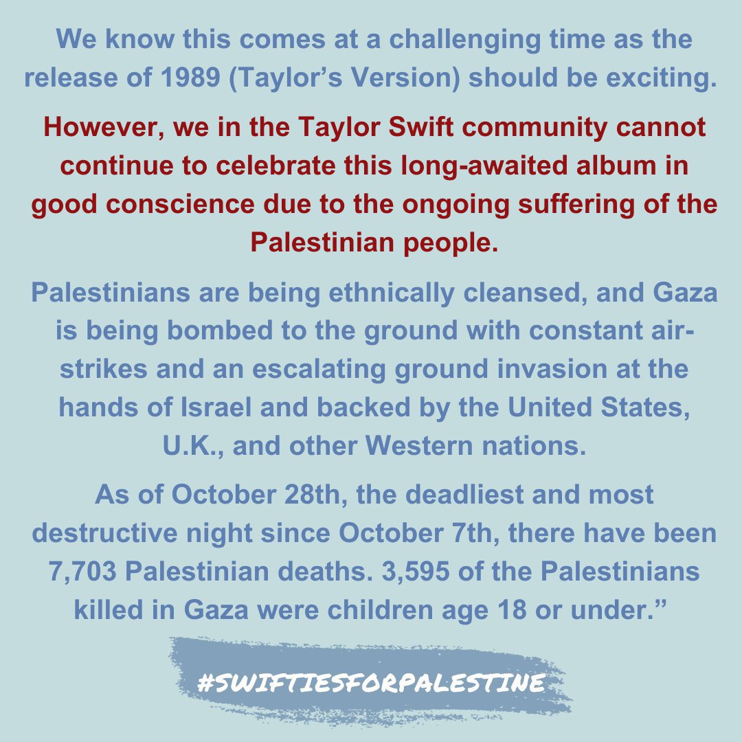 brookles4life's tweet photo. #CeaseFireInGaza #ceasefire #SwiftiesForPalestine @taylorswift13 @taylornation13 @treepaine https://t.co/MatTuhQXAQ