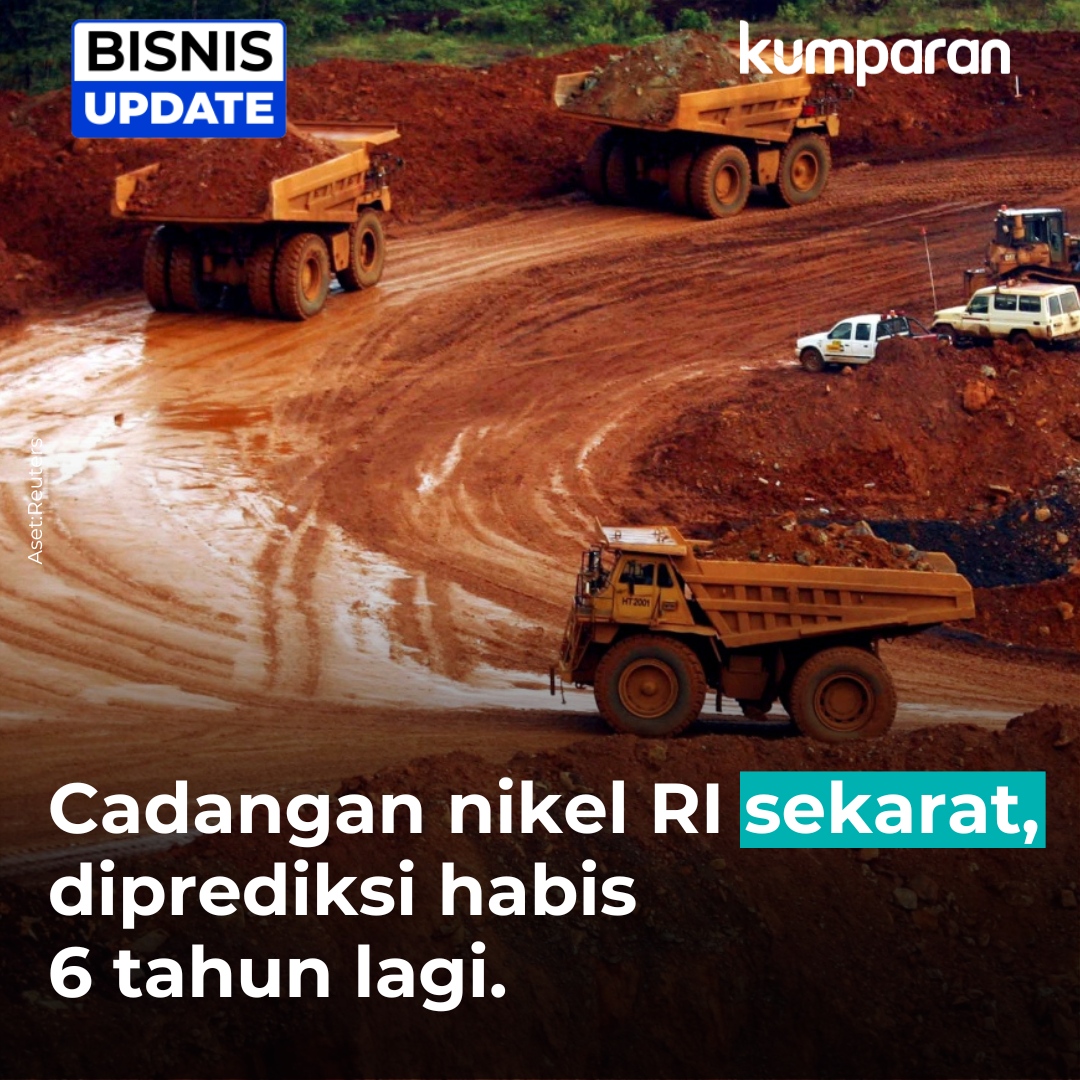 kumparan's tweet image. Cadangan nikel Indonesia makin menipis dan diprediksi akan habis dalam waktu 6 tahun. Salah satu penyebab utama sekaratnya cadangan nikel di Indonesia adalah maraknya pengembangan fasilitas pengolahan dan pemurnian. #bisnisupdate #update #bisnis #oneliner bit.ly/45Q3EBl