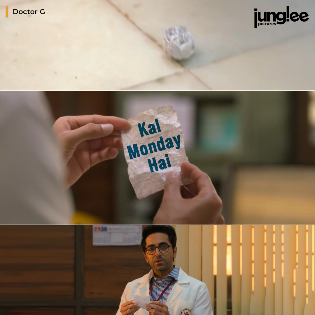 JungleePictures's tweet photo. We can feel the Monday blues already! 🥲
#DoctorG #AyushamannKhurrana #JungleePictures
#sundaymood #currentmindstate #mondayblues #weekendends #sundaymonday #wefeelyou https://t.co/rCktzkgxoa