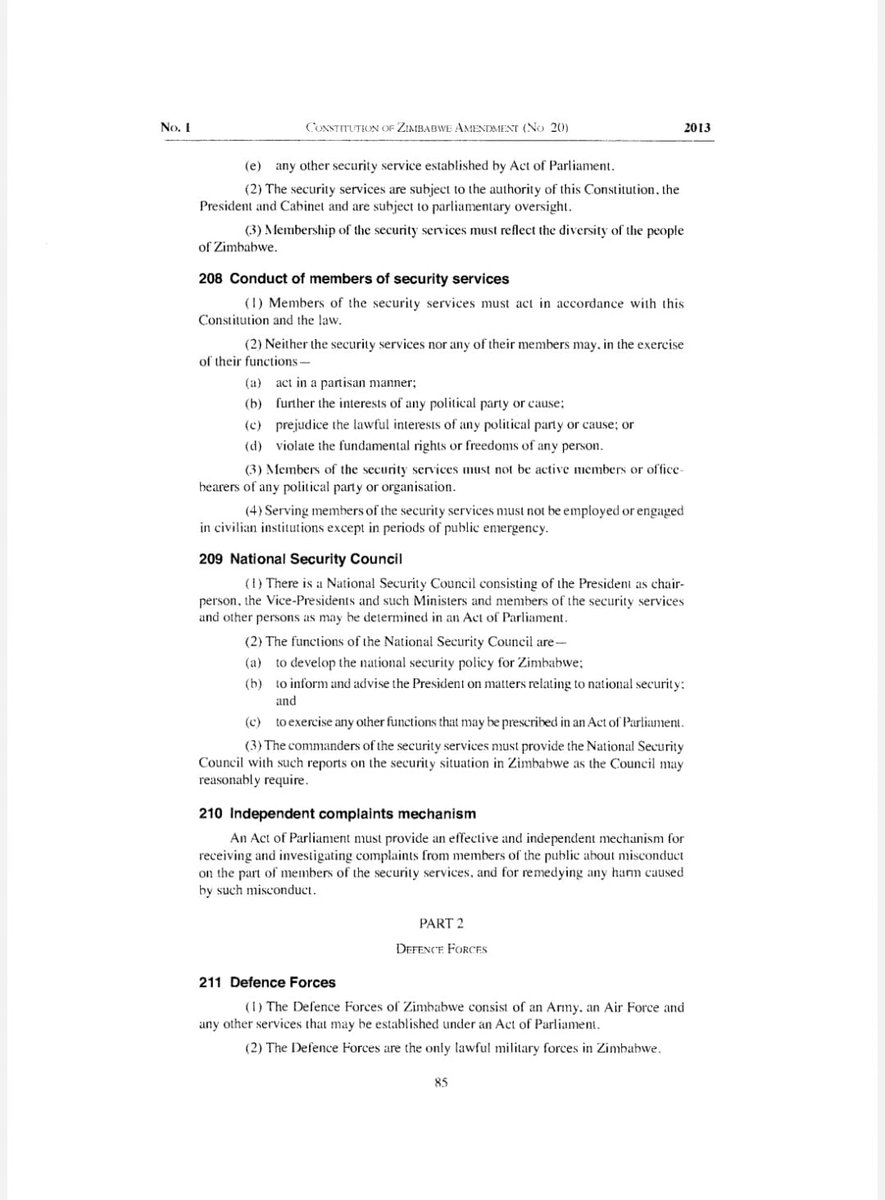 Section 207(1)(a) as read with section 208(2)(a-b) of the Constitution of 🇿🇼 is crystal clear. If he is still the Zimbabwe Defence Forces Commander General this is a blatant violation of the Supreme law of the country.