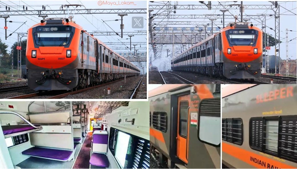 Maya_Lokam_'s tweet photo. New Vande sadharan Push Pull train on its way to Mumbai 🚉🧡
#VandeSadharan #PushPullTrain #IndianRailway https://t.co/PZPoHOp7aE