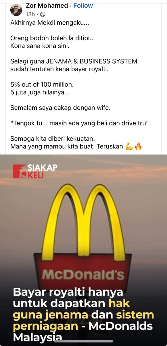 AbudiAlsagoff's tweet image. So betul ke ni? Ingat mekdi malaysia siap bagi RM1 juta ke Palestine tu ok la kan? So macam mana ni??