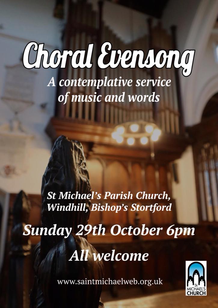 Do join us this evening if you can for a special service of Choral Evensong.