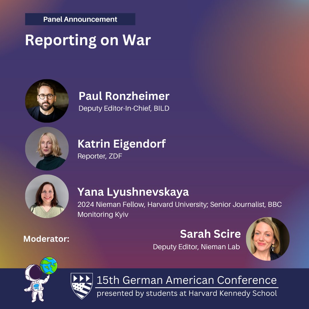 Harvard_GAC (@harvard_gac) on Twitter photo Join us for an expert discussion on war journalism in Ukraine with <a href="/ronzheimer/">Paul Ronzheimer</a>, <a href="/KEigendorf/">Katrin Eigendorf</a>, and <a href="/Yana_Lshnvsk/">Yana Lyushnevskaya</a>, moderated by <a href="/SarahScire/">Sarah Scott Scire</a>, today at 9:30am!
#ukraine #war #journalism Join us for an expert discussion on war journalism in Ukraine with <a href="/ronzheimer/">Paul Ronzheimer</a>, <a href="/KEigendorf/">Katrin Eigendorf</a>, and <a href="/Yana_Lshnvsk/">Yana Lyushnevskaya</a>, moderated by <a href="/SarahScire/">Sarah Scott Scire</a>, today at 9:30am!
#ukraine #war #journalism