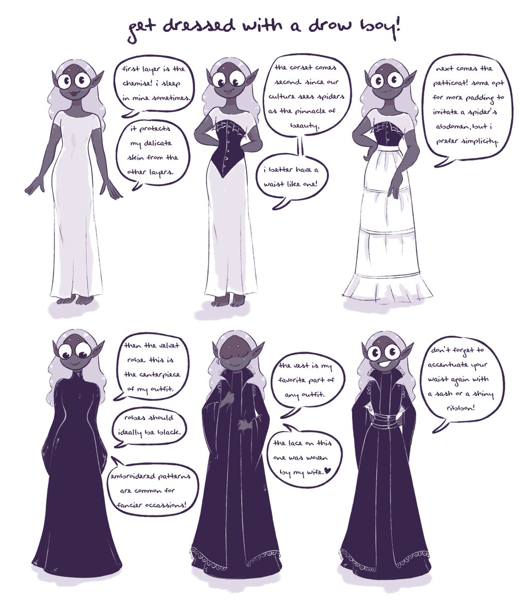 vezimira's tweet photo. been watching too many historical clothing videos. anyway, get ready with this drow boi https://t.co/ZikmlDJh08