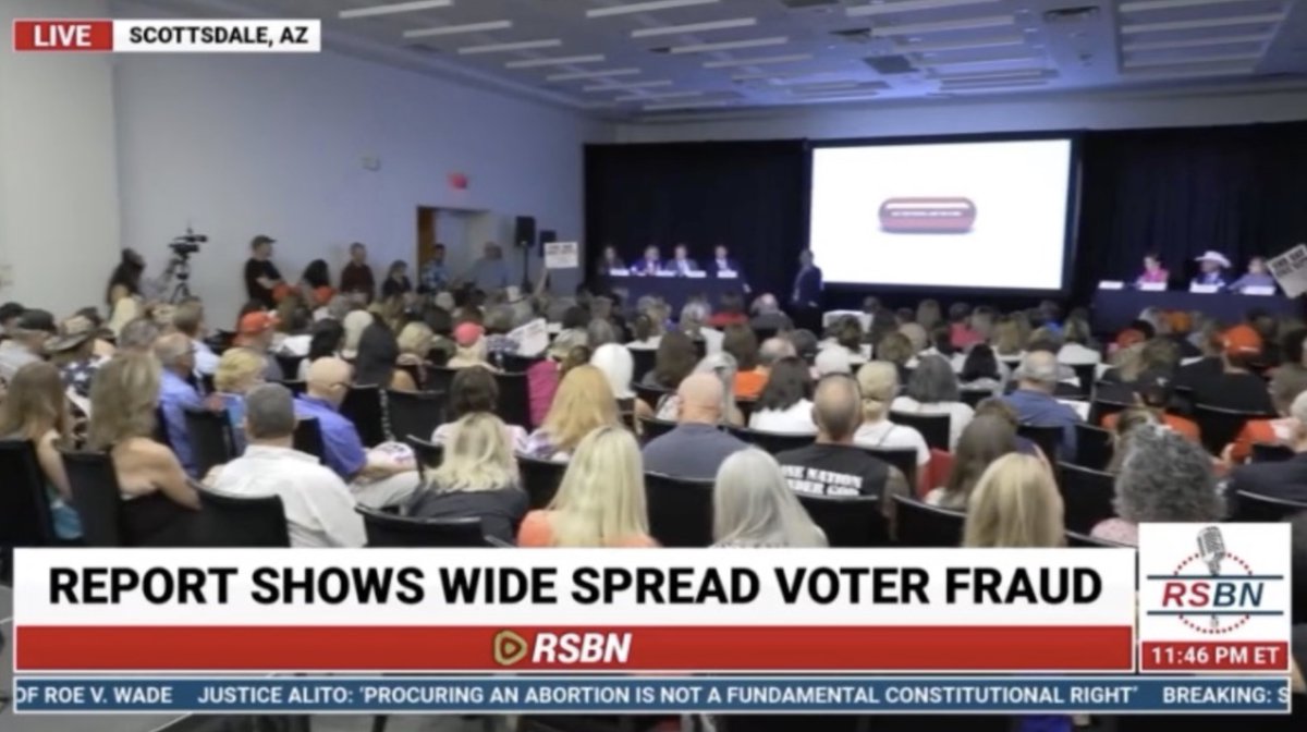 Rasmussen_Poll's tweet image. Good Morning !

The AZ voter-volunteers turned out in force to hear the findings of the 2020 forensic ballot evidence they recorded.

Every American voter owes them a debt of gratitude.

Here is a shot of the room and then a shot when asked to stand if they worked the audit or…