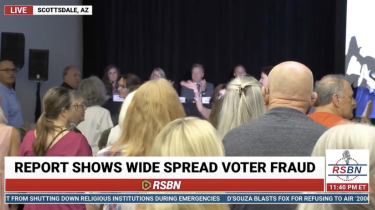 Rasmussen_Poll's tweet image. Good Morning !

The AZ voter-volunteers turned out in force to hear the findings of the 2020 forensic ballot evidence they recorded.

Every American voter owes them a debt of gratitude.

Here is a shot of the room and then a shot when asked to stand if they worked the audit or…