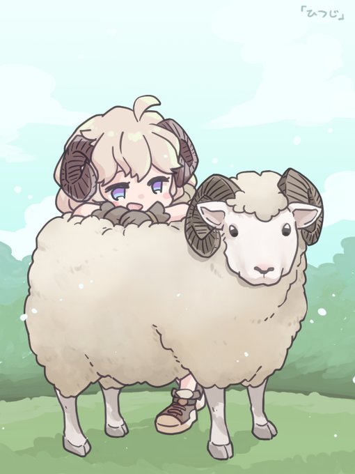 「blue eyes sheep girl」 illustration images(Latest)