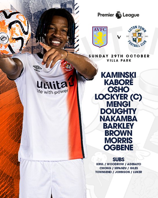 Hatters XI: Kaminski, Kaboré, Osho, Lockyer (C), Mengi, Doughty, Nakamba, Barkley, Brown, Morris, Ogbene.

Subs: Krul, Woodrow, Adebayo, Chong, Mpanzu, Giles, Townsend, Johnson, Luker.