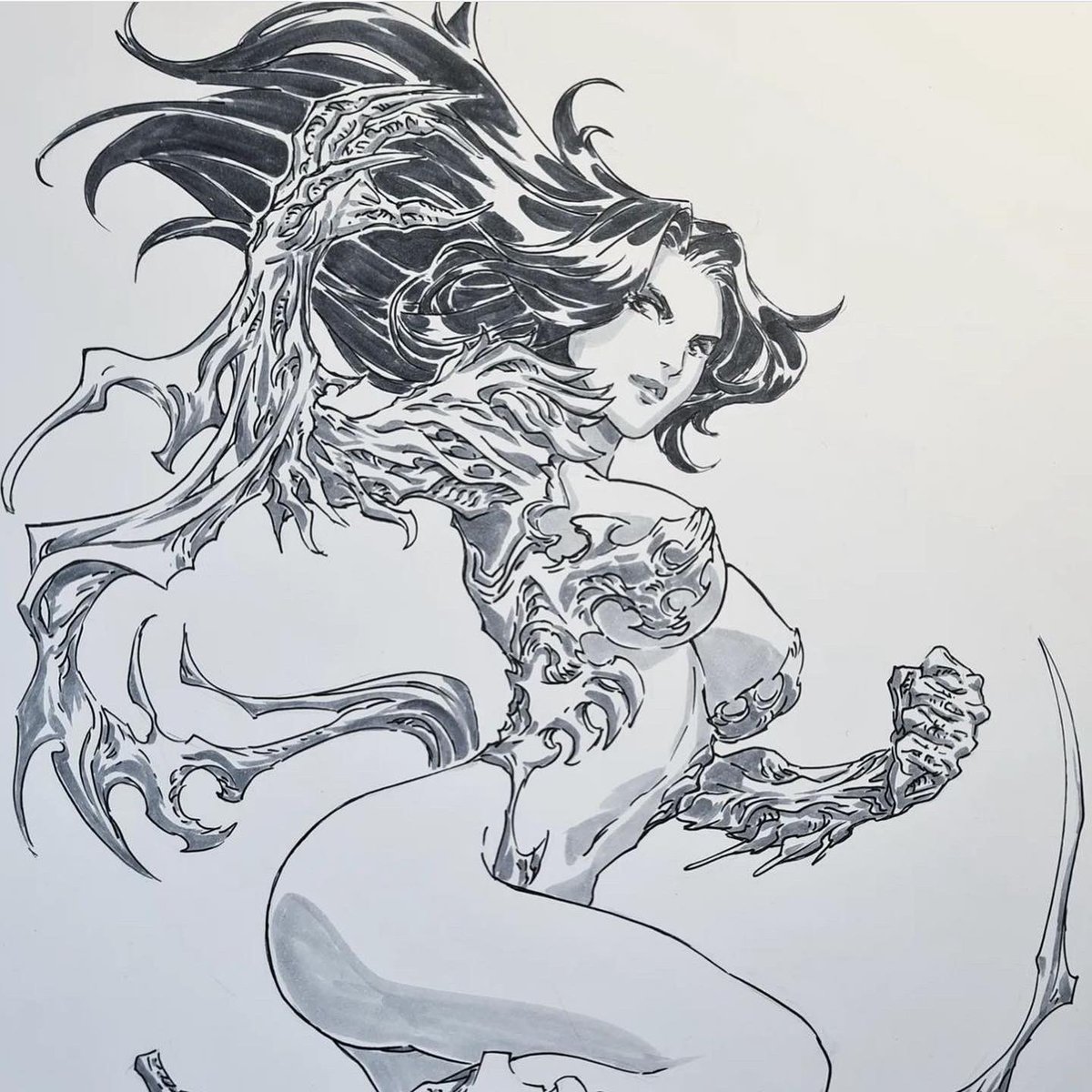 TopCow's tweet photo. Check out this cool Philippe Ogaki’s @Inktober 2022 piece of WITCHBLADE!  We love see cool artists’ and fans’ take of our characters and supporting their passion! 

Did you participate in #Inktober this year with a Top Cow character? Tag @topcow! #witchblade https://t.co/WHzvHlNZSE