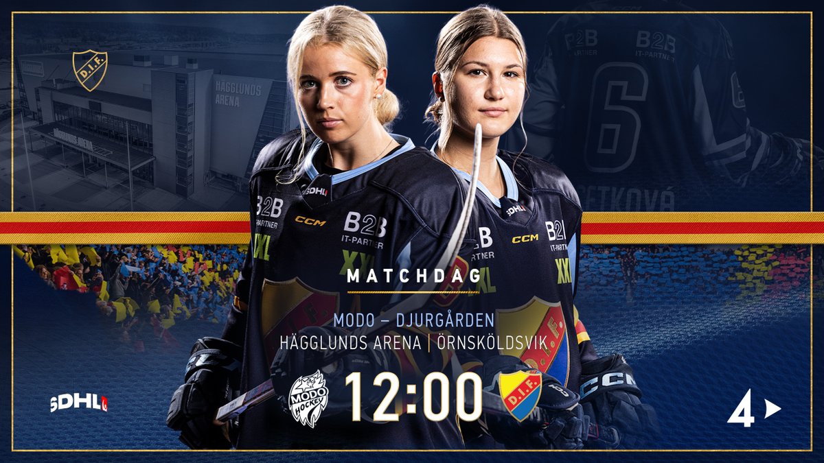 DIFHockeyse's tweet photo. #MODODIF | 𝗦𝗗𝗛𝗟

SDHL-helgen avslutas borta mot MoDo och Djurgår’n går för fjärde raka segern. Följ matchen på plats eller via TV4 Play med nedsläpp 12:00 - full fart framåt!

Läs matchdag på https://t.co/81KFrua4p1.

#DIFHockey #AlltidOavsett https://t.co/3CCclsL5To