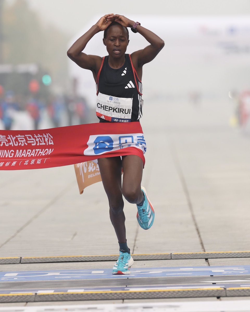 Sundays are for winning in Vibian Chepkirui’s world. 😎🇨🇳 The Kenyan takes another brilliant victory in Beijing, building on her course record in Vienna last year. 📈🚀 👟 #Adizero Adios Pro 3 ⏱️ 2:21:57 #ImpossibleIsNothing