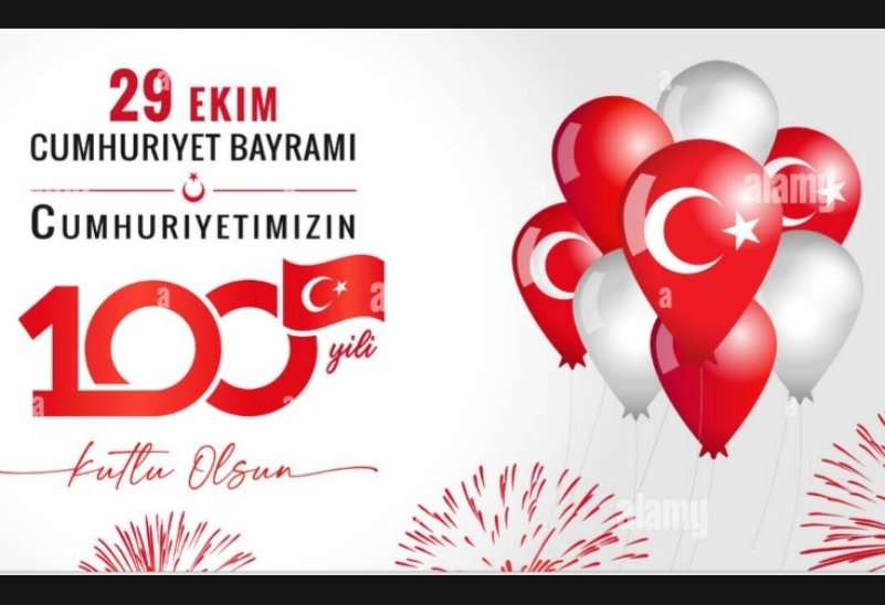 Cumhuriyetimizin 100. kuruluş yıl dönümü kutlu olsun🎈Başta bizlere Cumhuriyet'i armağan eden Gazi Mustafa Kemal ATATÜRK olmak üzere, onun silah arkadaşlarını ve aziz şehitlerimizi rahmet ve minnetle anıyoruz 🙏🏽
29 Ekim Cumhuriyet Bayramımız Kutlu Olsun✨ Nice 💯 Yıllara🇹🇷
TPBTD