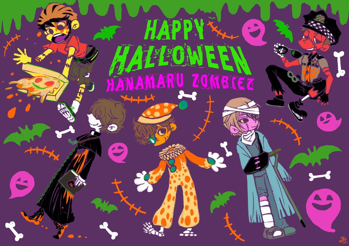 ⚠️ファンアート含みます 💮歴代はなまる園ハロウィン🎃  🧟はなまるゾンビ 🧛はなまるヴァンパイア 🎮打ち合わせなしハロウィンファンアート 🌻はなまる地味ハロウィン(妄想)  #はなまる園 #はなまる園ファンアート