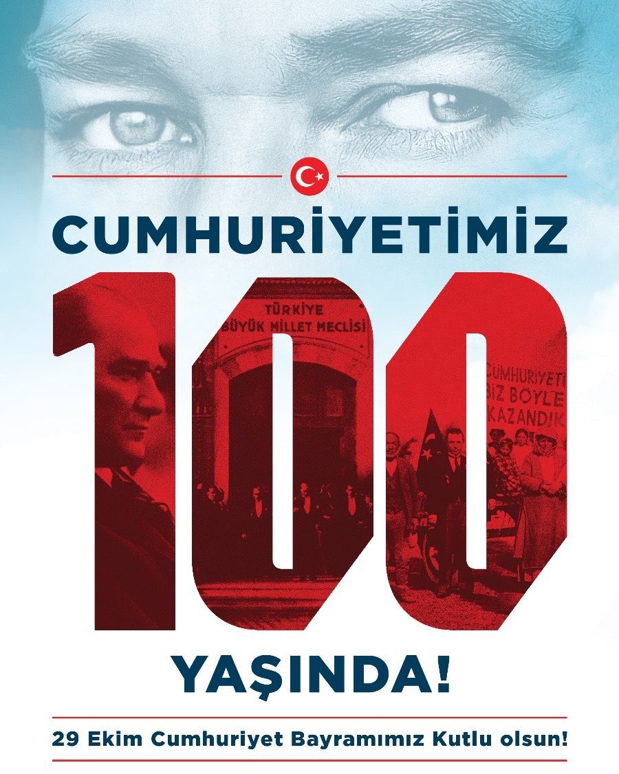 #Atatürkünİzinde100YIL
Yaşasın CUMHURİYET 🇹🇷🇹🇷🇹🇷
           Tam 100 yaşında ♥️
#Cumhuriyetimizin100YılıKutluOlsun 
#Atatürkünizinde100yıl