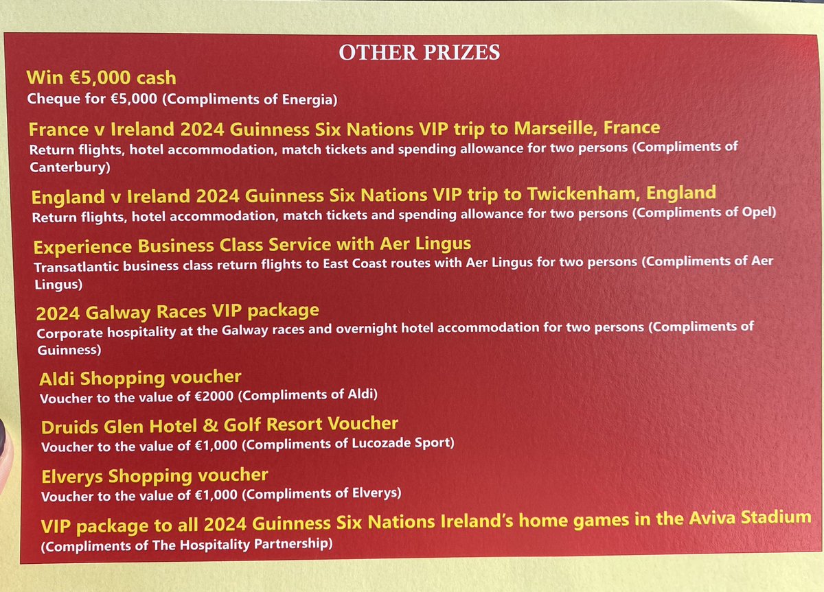 *Your Club, Your Country*
The <a href="/IRFURugby/">IRFU</a> ‘Your Club, Your Country’ tickets are on sale now. All monies raised go to <a href="/TullowRFC/">Tullow RFC</a>. Click on the link below to buy your ticket or fill in the draw cards that members will receive at training. 

app.galabid.com/tullowrfc/regi…