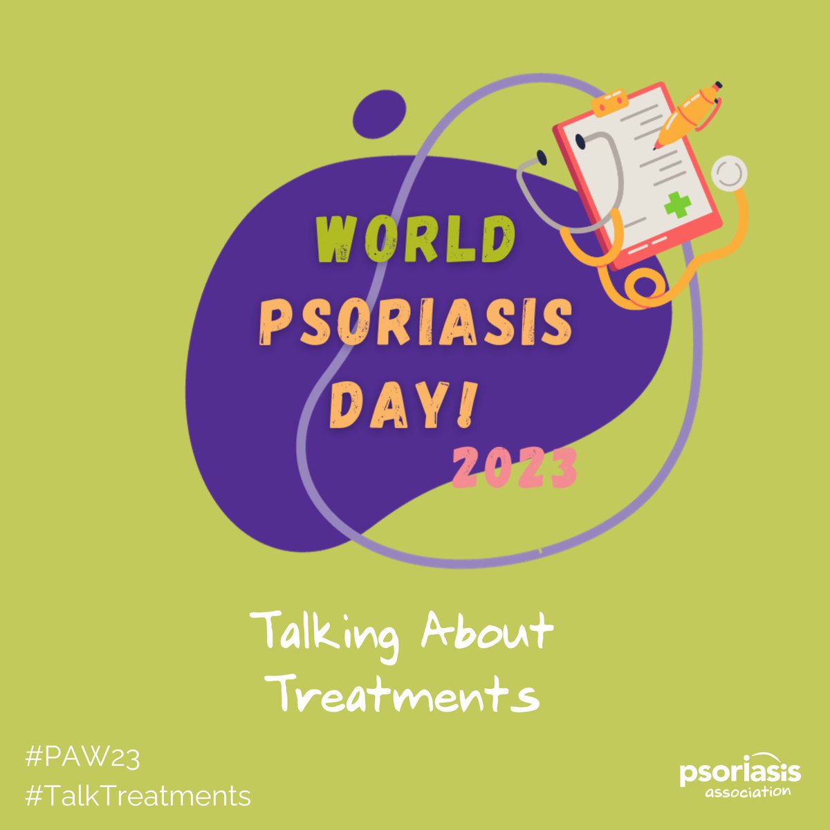 Psoriasis Association (@psoriasisuk) on Twitter photo Today is #WorldPsoriasisDay, marking the beginning of #PsoriasisAwarenessWeek. 
You can still get involved in this week! Our theme is Talking About Treatments. Don't forget to hashtag #TalkTreatments #PAW23 to get involved in the convo.
Find out more ow.ly/rhO850PUyeM Today is #WorldPsoriasisDay, marking the beginning of #PsoriasisAwarenessWeek. 
You can still get involved in this week! Our theme is Talking About Treatments. Don't forget to hashtag #TalkTreatments #PAW23 to get involved in the convo.
Find out more ow.ly/rhO850PUyeM