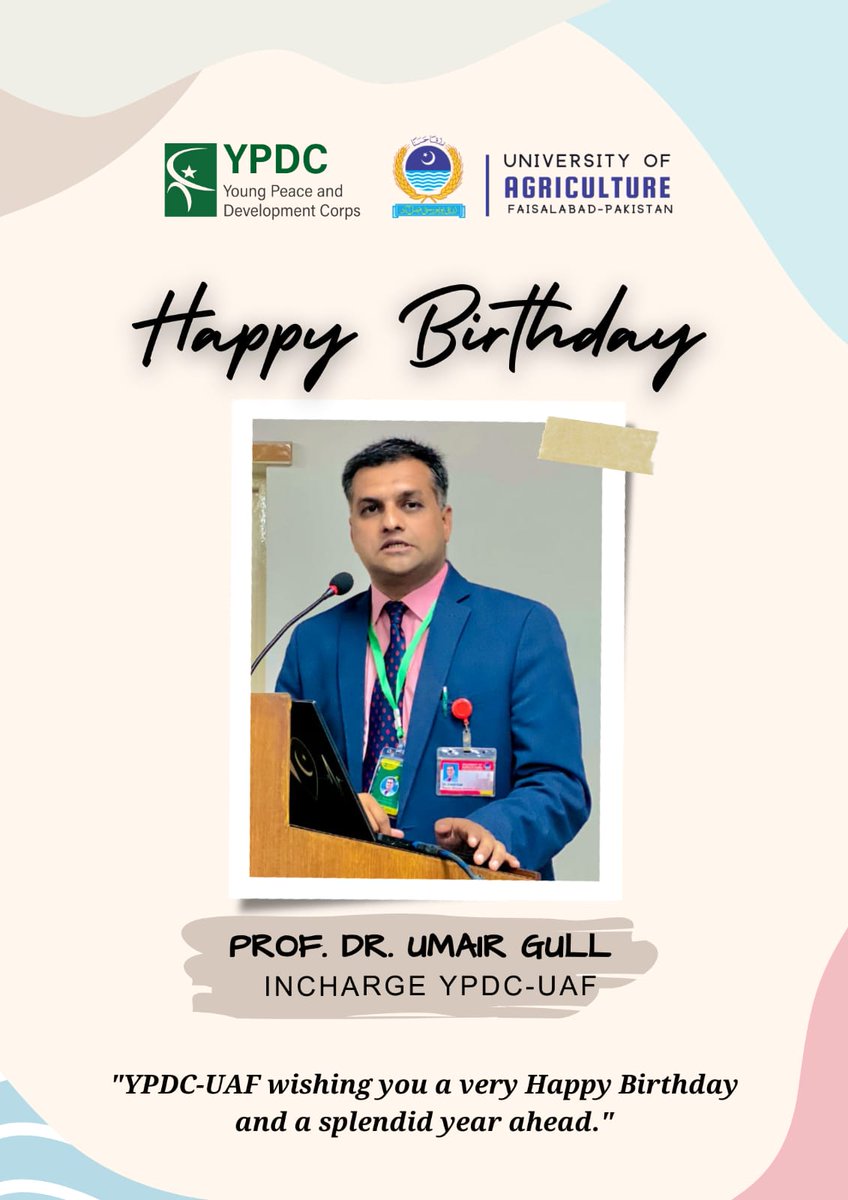 uaf_ypdc's tweet photo. Team #YPDC wishes a very #happy #birthday to our In-charge, Dr. Umair Gull. Your guidance has played a pivotal role in shaping our #professional #growth. May this year be filled with new accomplishments and exciting #challenges. We look forward to continuing to #aspire✨. 
#youth https://t.co/J1XaIYzCHO