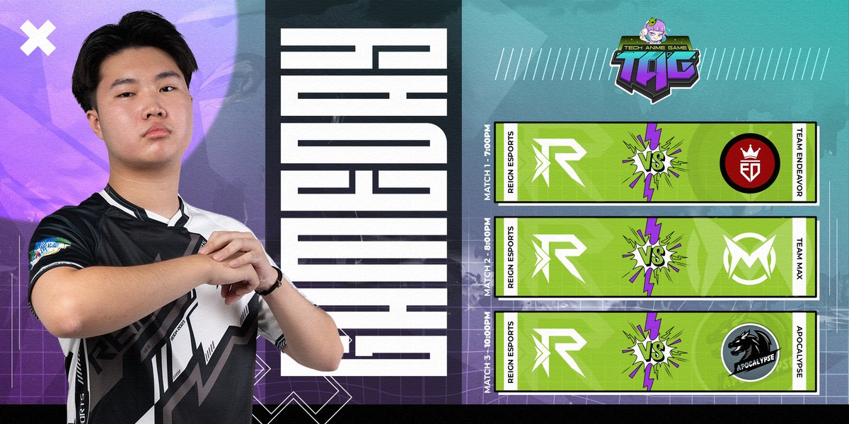 ReigNEsportsPro's tweet photo. Our Match for the TAG - Tech Anime Game Expo Valorant Tournament starts tonight. 🔥🔥

👉 Match Schedule:
ReigN vs Team Endeavor - 7PM
ReigN vs Team Max - 8PM
ReigN vs Apocalypse - 10PM

📽 Live stream at TAG - Tech Anime Game Expo Facebook Page!

Please send us your energy 🤍 https://t.co/gz6xgRBcx4