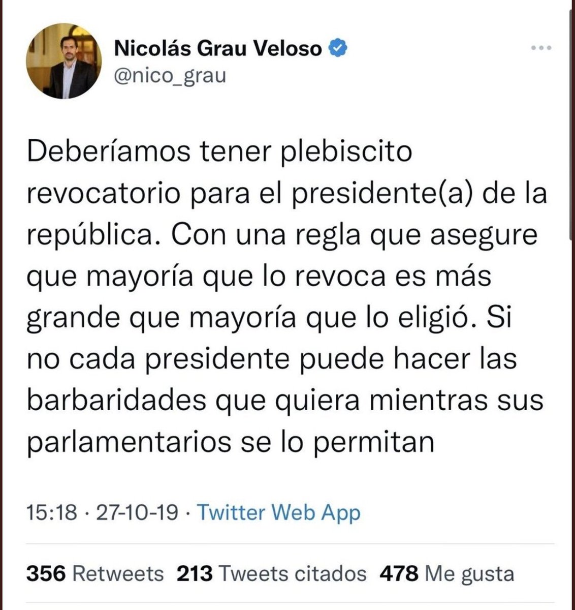 PamJiles's tweet image. De acuerdo con la propuesta de @nico_grau: plebiscito revocatorio ahora