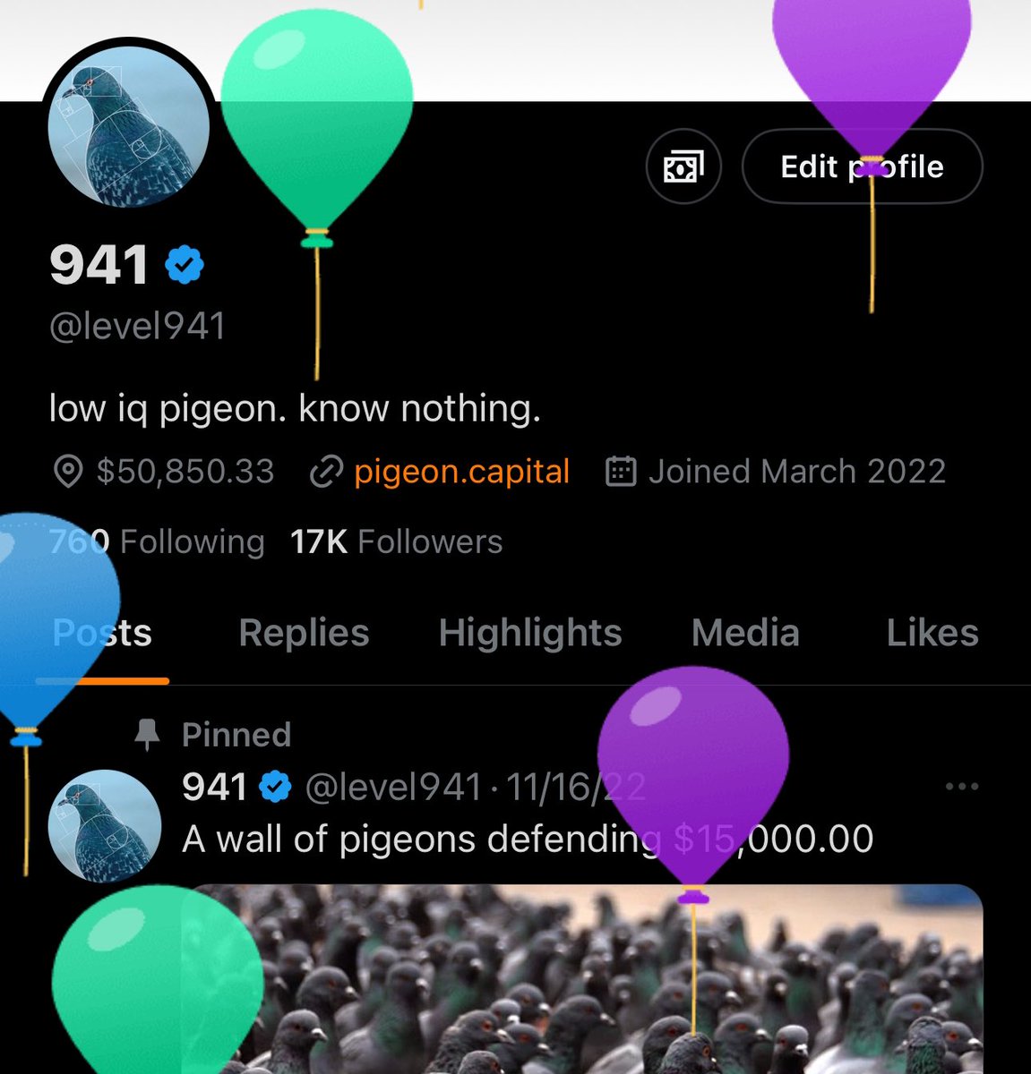 Pigeon birthday today.