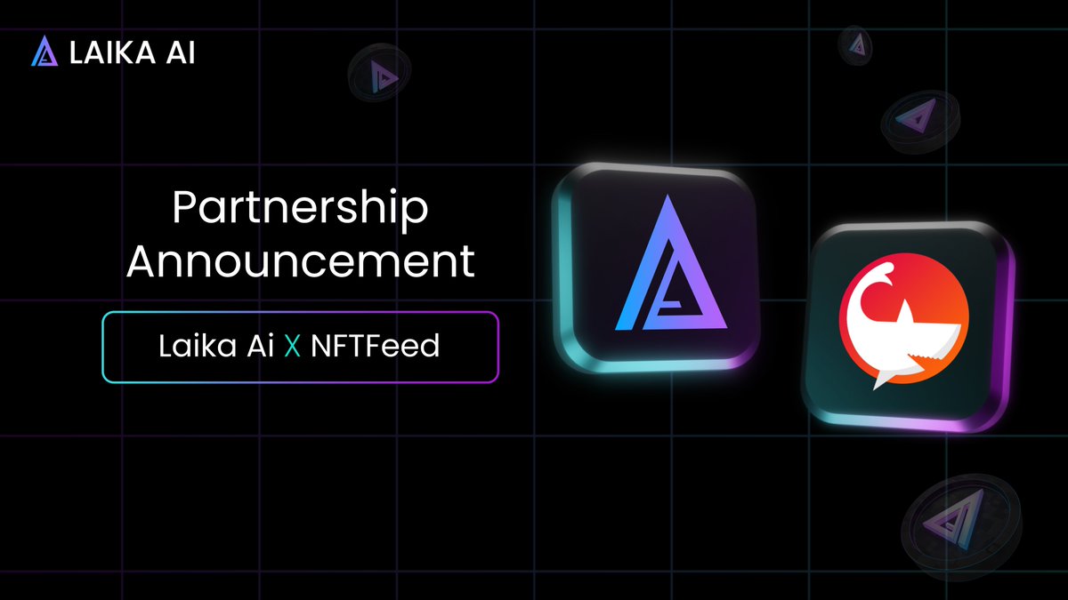 🎉 Excited  to announce our strategic partnership with <a href="/NFTFeedOfficial/">NFTFeed 🛡️| Mainnet Live</a>  

🌐 Together, we aim to enhance the intrinsic value and liquidity of NFTs and the DeFi market, unlocking new opportunities for our users. 

🌟To celebrate, $100 USDT giveaway. 
1. Follow <a href="/Laika_ai/">Laika AI</a> &amp;