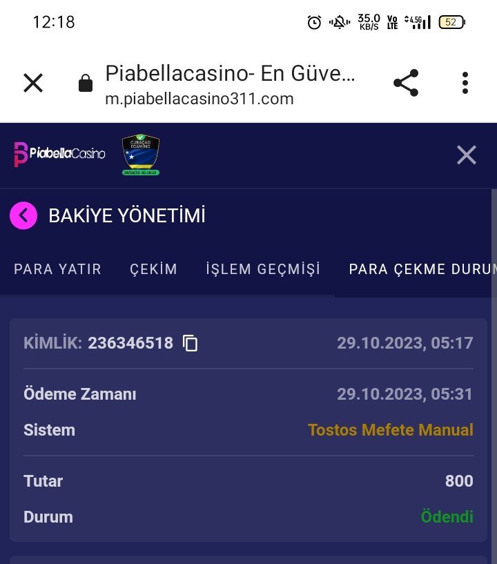 prlk09TP's tweet photo. @PiaBellaCasino_  ödeme için teşekkürler kullanıcı Patrexu https://t.co/Qqsmh4KKun