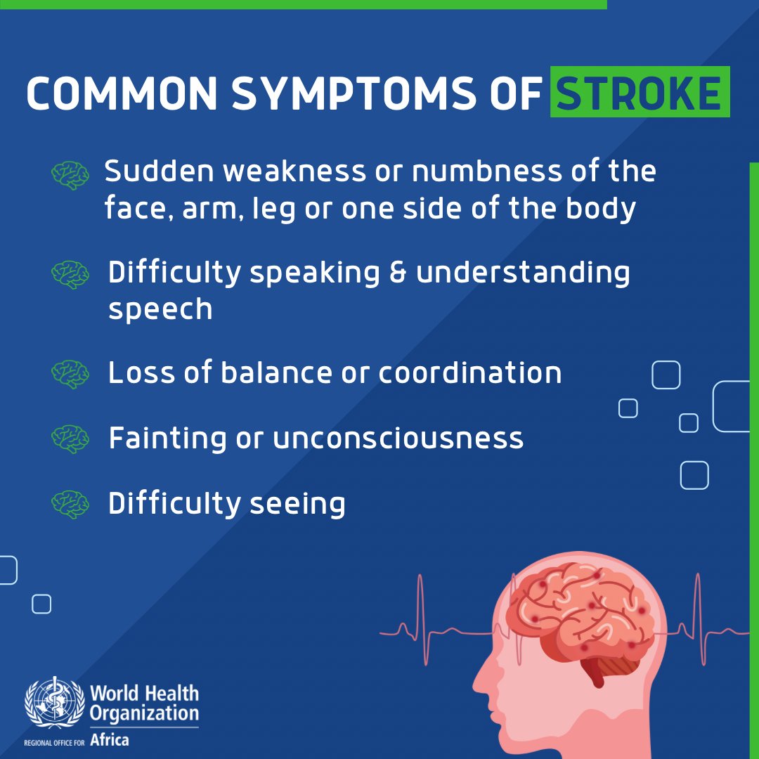 WHOAFRO's tweet photo. It’s #WorldStrokeDay! 💚

It is essential to know the symptoms of stroke. If you are experiencing any of these, seek medical care immediately ⬇️ https://t.co/siR2NSiPYD