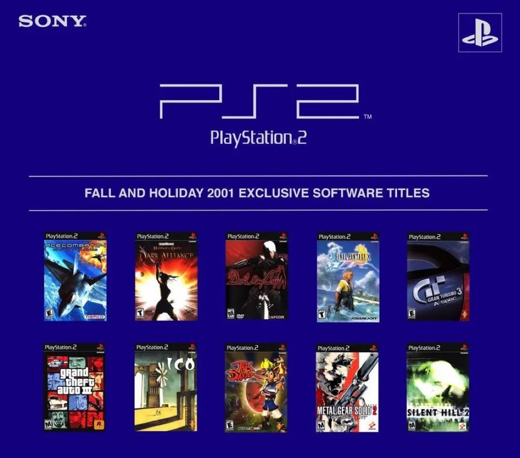 RegionPS's tweet photo. Hace 22 años, los fans de #PlayStation disfrutamos de 10 títulos legendarios en la consola PlayStation 2.

Hoy en 2023 ¿Cuál de ellos seleccionarías para jugar en un domingo lluvioso? https://t.co/RcwidNotV1
