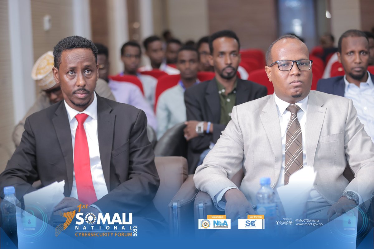 MoCTSomalia's tweet image. @SomaliaNCA’s GM Mr. @mysheekh has delivered opening remarks on Somalia’s 1st National Cybersecurity Forum, in his opening remarks Mr.Mustafa says “ We are committed to working closely with all Gov stakeholders to develop robust cybersecurity frameworks” #CybersecurityForum #SO