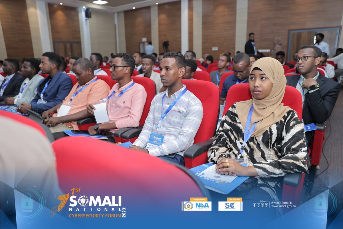 MoCTSomalia's tweet image. @SomaliaNCA’s GM Mr. @mysheekh has delivered opening remarks on Somalia’s 1st National Cybersecurity Forum, in his opening remarks Mr.Mustafa says “ We are committed to working closely with all Gov stakeholders to develop robust cybersecurity frameworks” #CybersecurityForum #SO