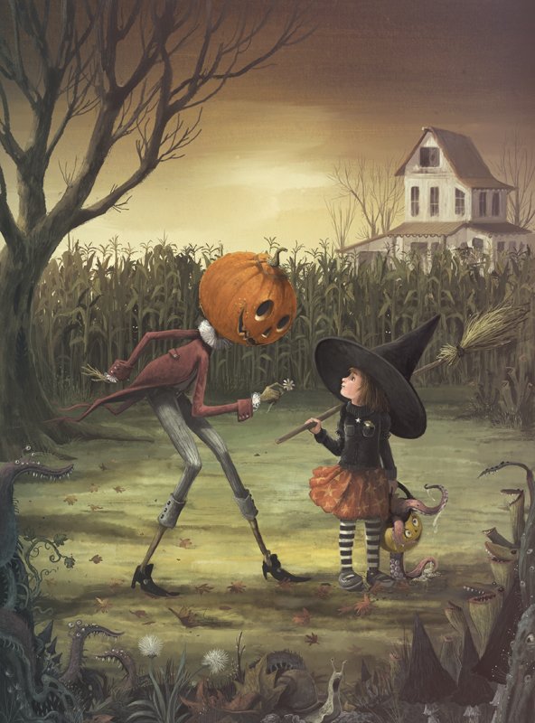 And suddenly the jack o lantern sprung to life... #Halloween #autumnvibes #31DaysofHaunting #sundayvibes Art by Juan Manuel Moreno